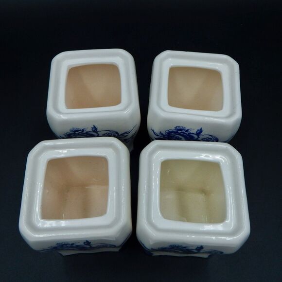 Delftware Floral Pattern Spice Jars Thyme Pepper Curry Paprika Royal Dutch S/4 - Picture 7 of 13